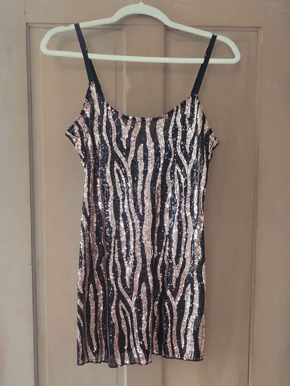 Sequin Zebra-Stripe Free People Tunic in Black & Rose Gold